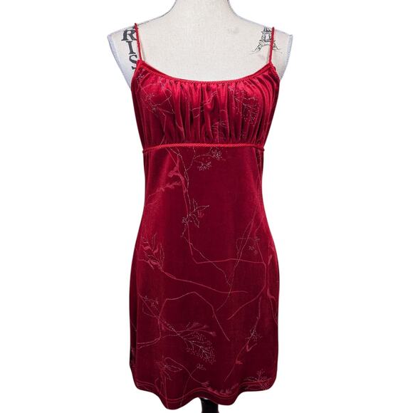 Y2K Whimsygoth Velvet Mini Dress by Aqua Blues Red Medium - Picture 1 of 16